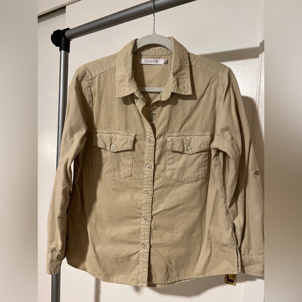 Billy T Adela Corduroy Button Down Shirt for Petite Women